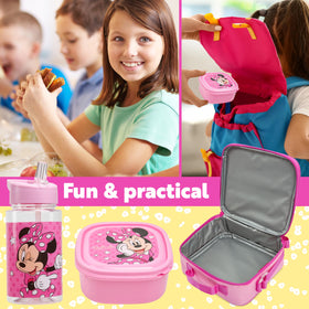 Get Trend Minnie Mouse snack box with removable lid for on-the-go snacks.