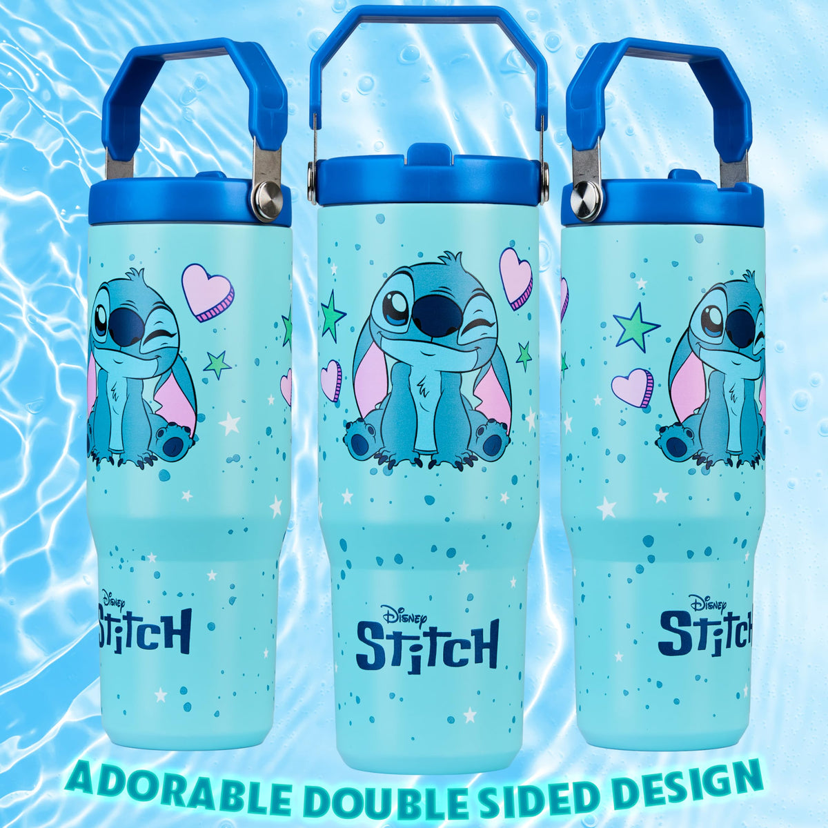Get Trend Disney Stitch tumbler blue color, ideal for school and sports activities.