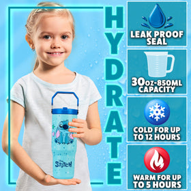 Get Trend Disney Stitch tumbler lid and straw, leak-resistant design for travel.