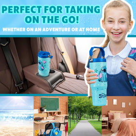 Get Trend Disney Stitch tumbler side view with easy-to-grip handle for outings.