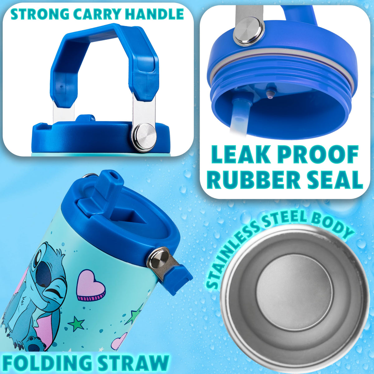 Get Trend Disney Stitch tumbler stainless steel body, BPA-free for everyday hydration.