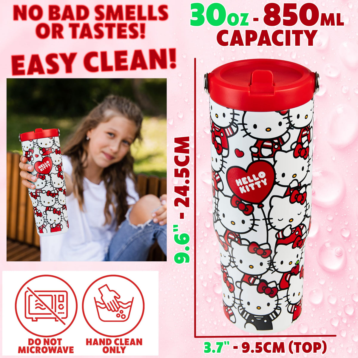Gift-ready Hello Kitty tumbler design offers a stylish, reusable option