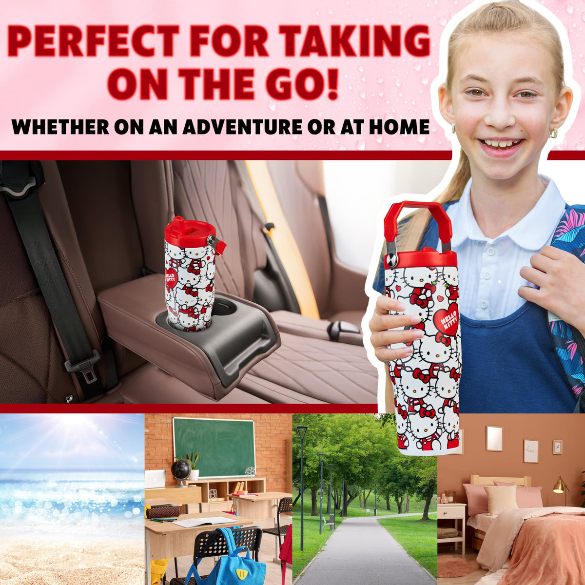 Get Trend Hello Kitty tumbler 30oz with wide straw for smoothies and water