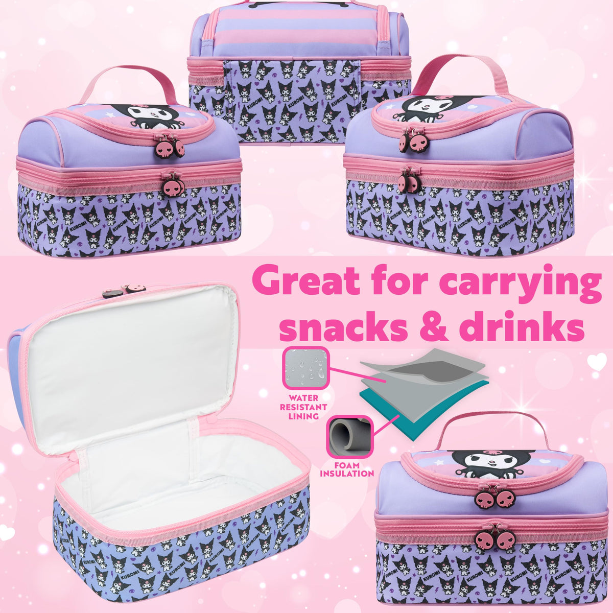 Get Trend Kuromi Hello Kitty anime lunch box with cute design