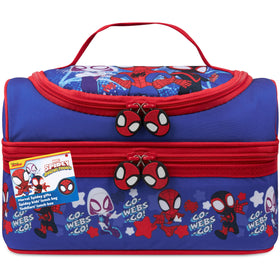 Get Trend Marvel Spidey lunch bag with double compartments keeps meals organized.