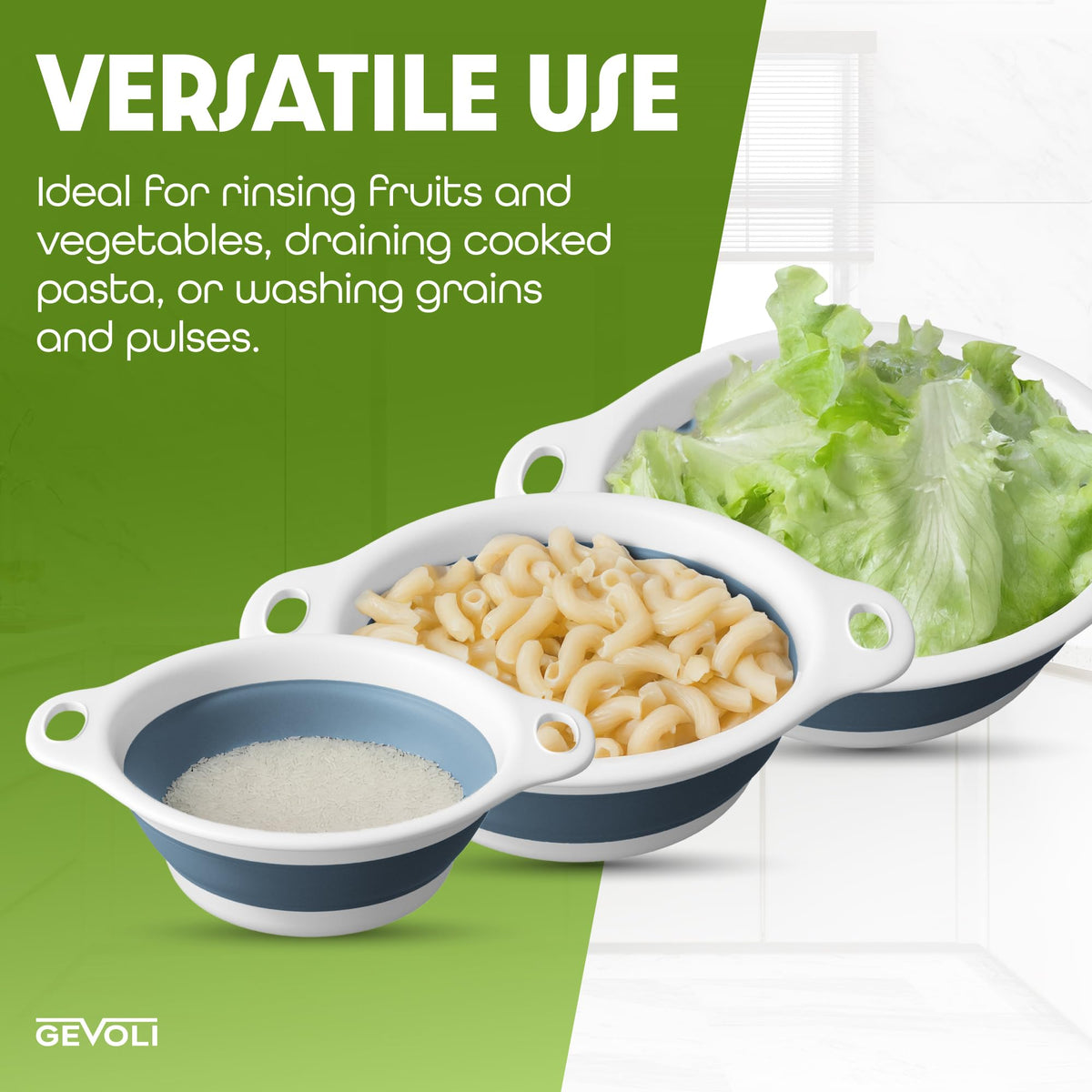Gevoli BPA-free dishwasher-safe materials simplify kitchen cleanup.