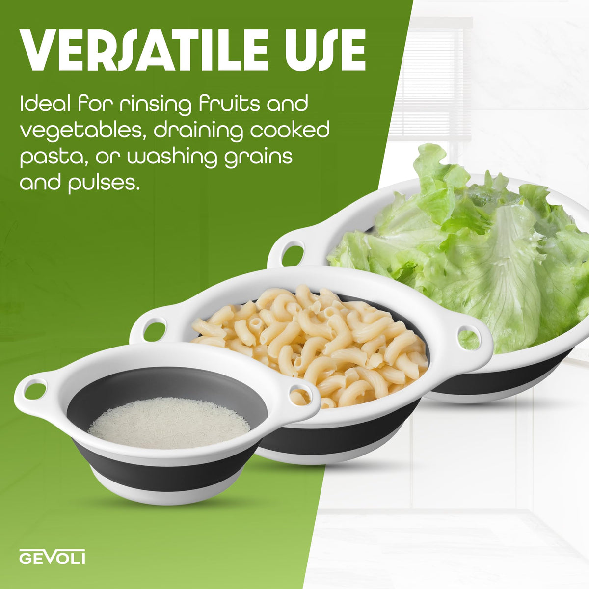 Gevoli versatile rinse tool for everyday kitchen tasks
