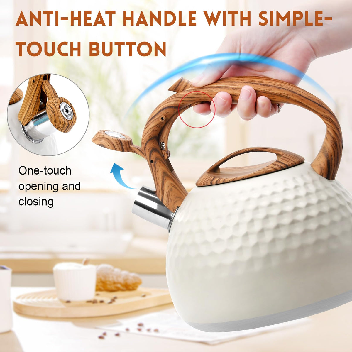 GGC Tea Kettle induction-compatible design works on multiple stove tops.