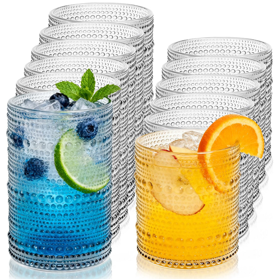 GGOLDMER Vintage Hobnail Highball 12oz front view, ideal for daily cocktails.
