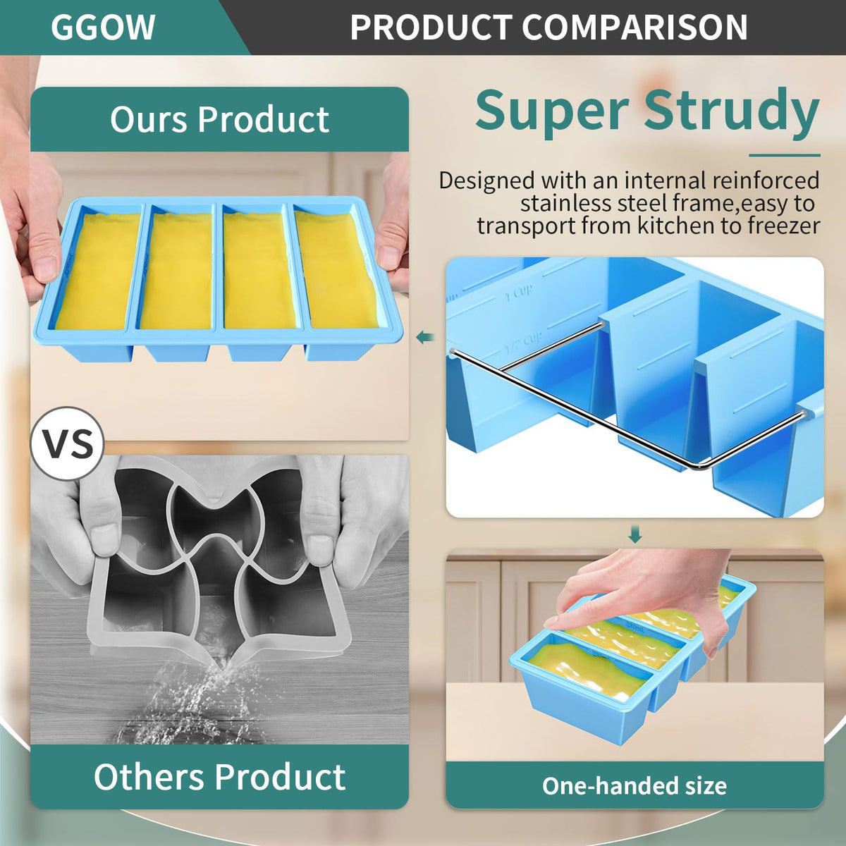 GGOW dishwasher and oven safe tray with snug lid prevents spills.