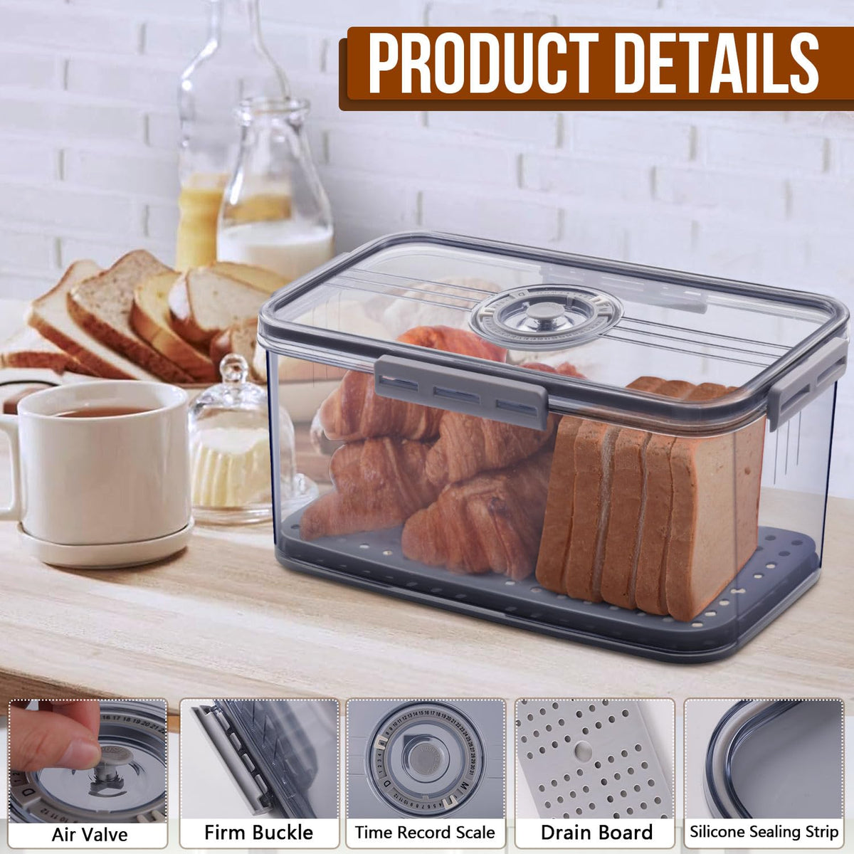 Gifhomfix bread box large capacity fits loaves and pastries.
