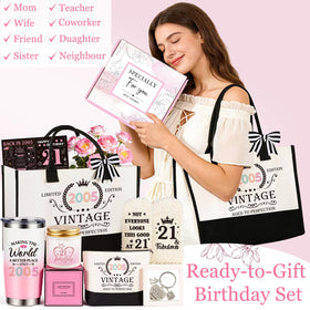 Giftota 21st birthday makeup pouch complements the tote for compact organization.