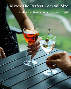 GIHOP Nick and Nora glasses pair with martinis and cosmopolitans for gatherings.