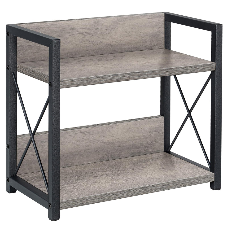 Giikin 2-tier countertop shelf organizer, front view, space-saving design for compact kitchens.