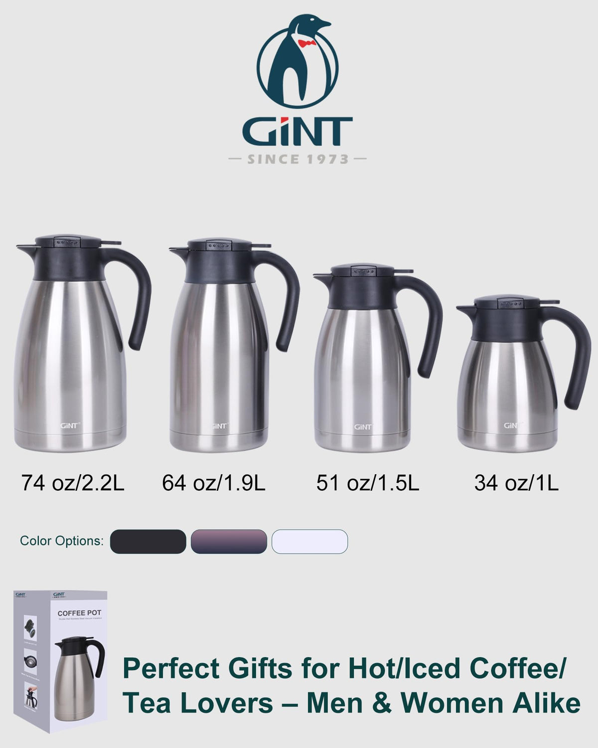 GiNT 34Oz gift idea for coffee lovers who value flavor and heat retention.
