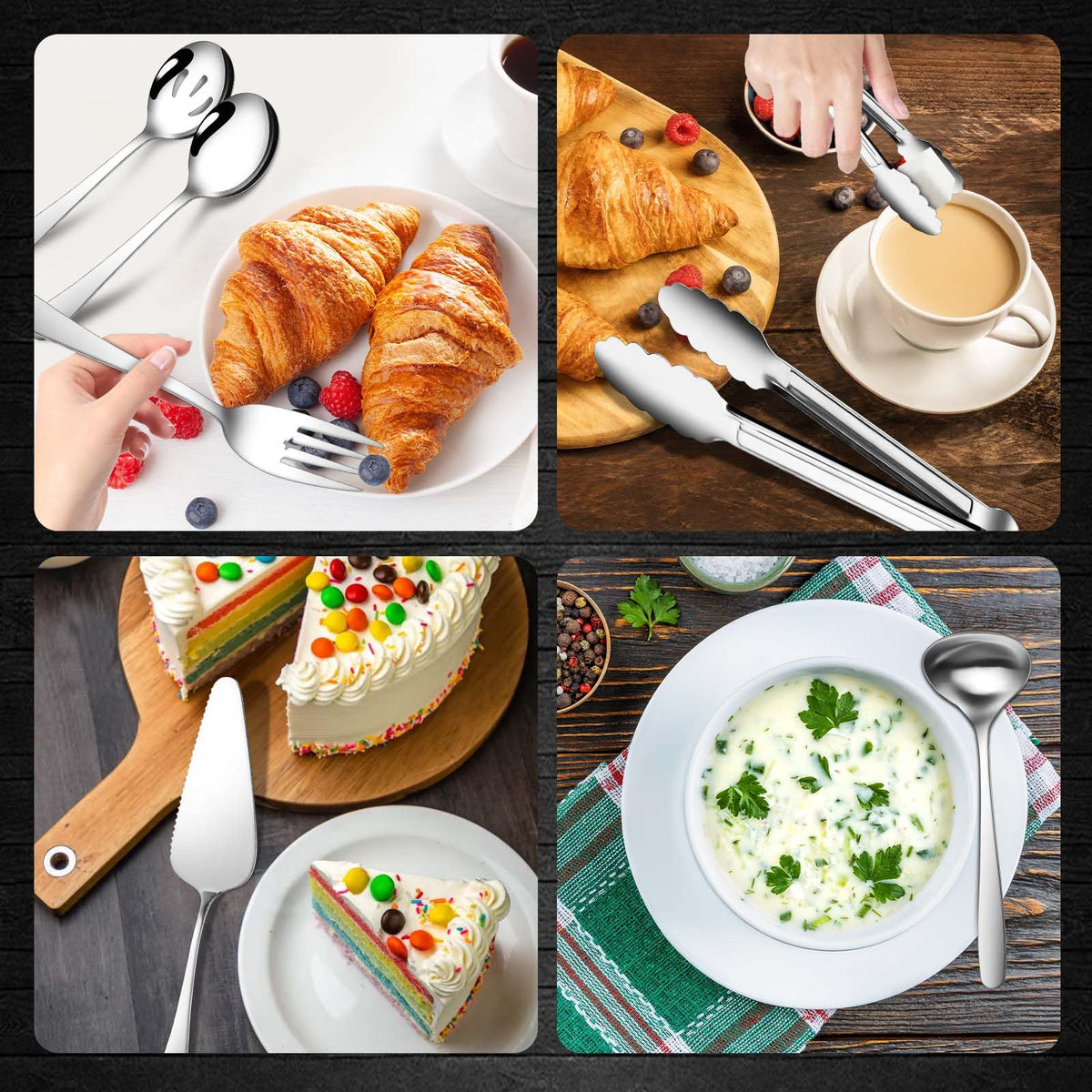 Gisly 12-piece serving set serving tongs sturdy for parties