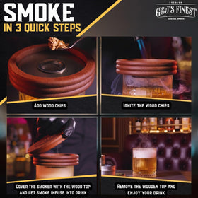 Open flame channel delivers even smoke into glasses.
