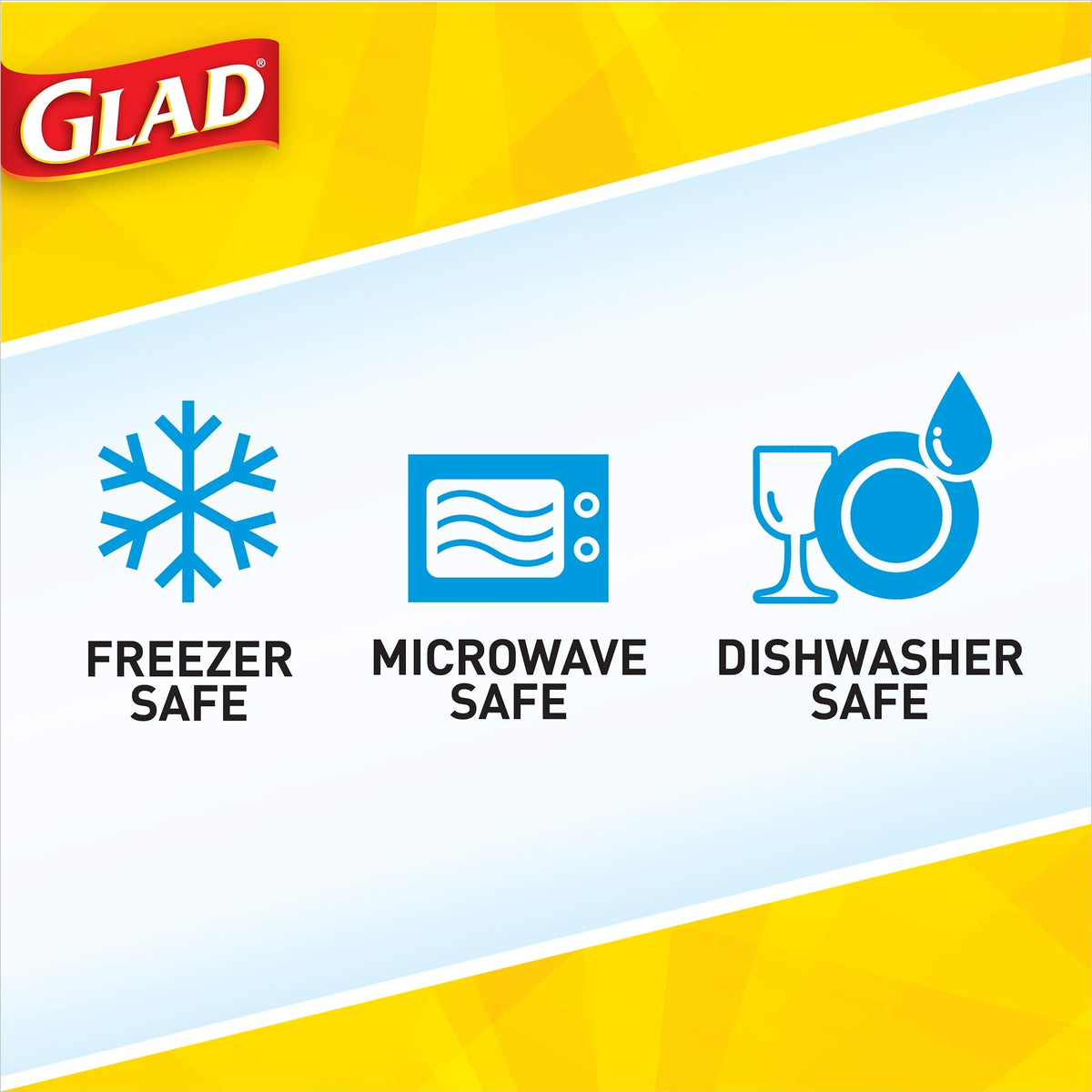 Glad GladWare rectangle shape fits standard lunch bags for daily packing.