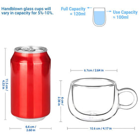 glastal borosilicate coffee cups with handle for easy grip and insulation.