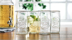 Glaver's embossed glassware for stylish home bar and gatherings.