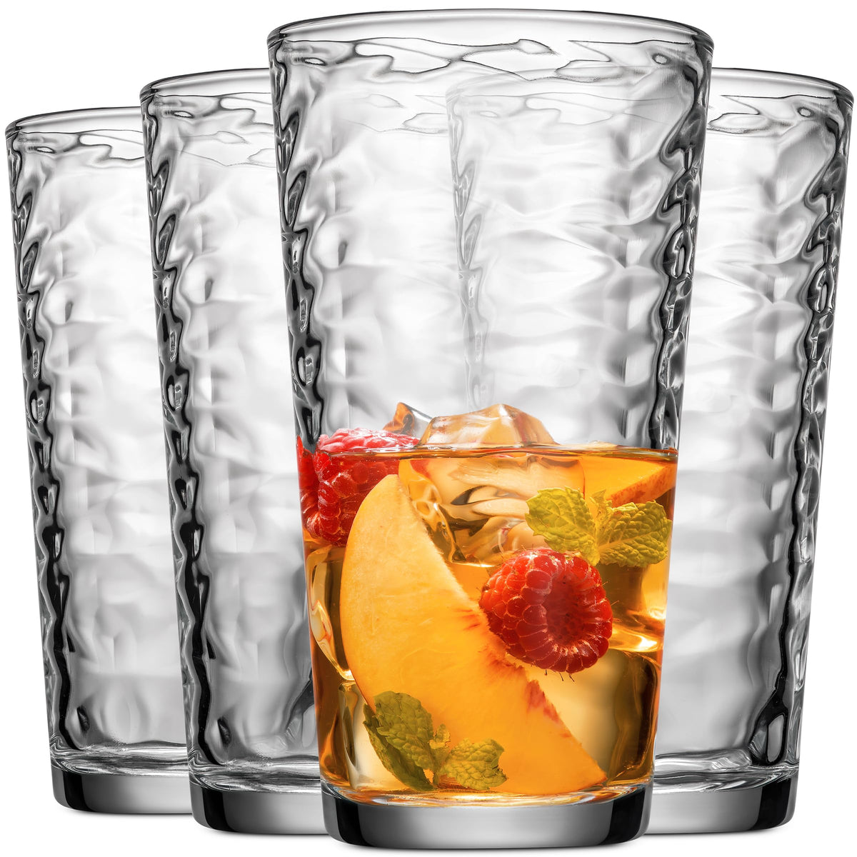 Glaver's highball glass being poured with a cocktail, showcasing versatility.