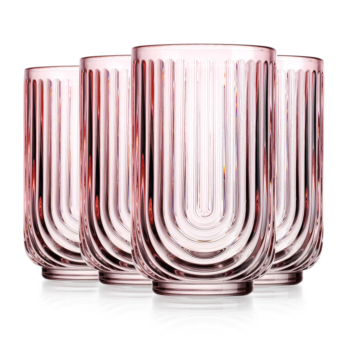 Glaver's pink arch highball glass is BPA-free and safe for daily use.