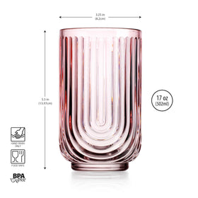 Glaver's pink arch highball glass should be handwashed with care.