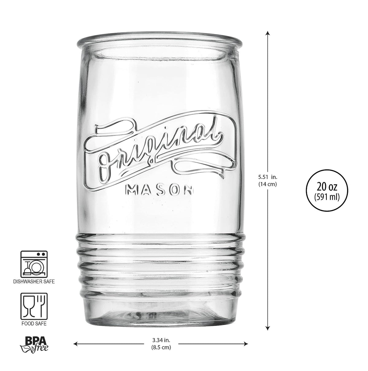 Glaver's vintage Italian design tumbler close-up showing embossed pattern and clear clarity