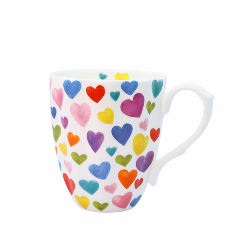 Glen Mila heart coffee mug 13oz with colorful design for enjoyable mornings.