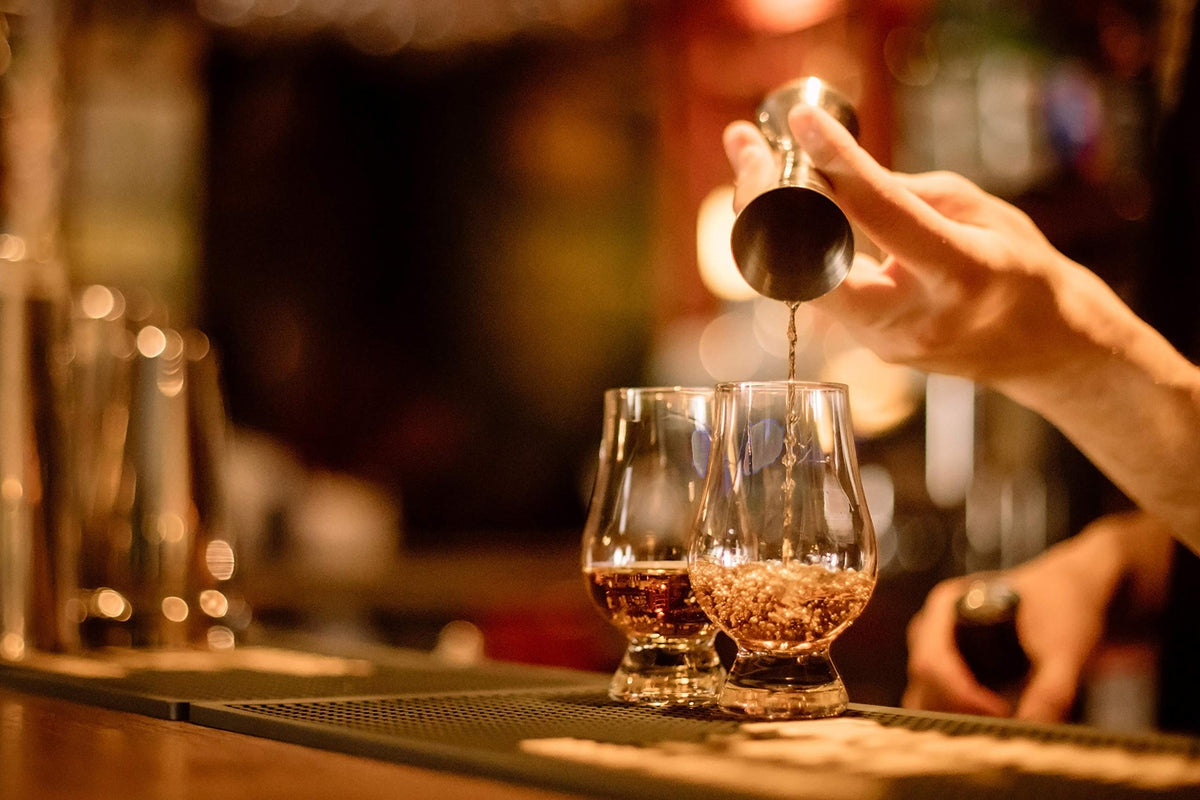 Glencairn glass tapered mouth design aids smooth sipping.
