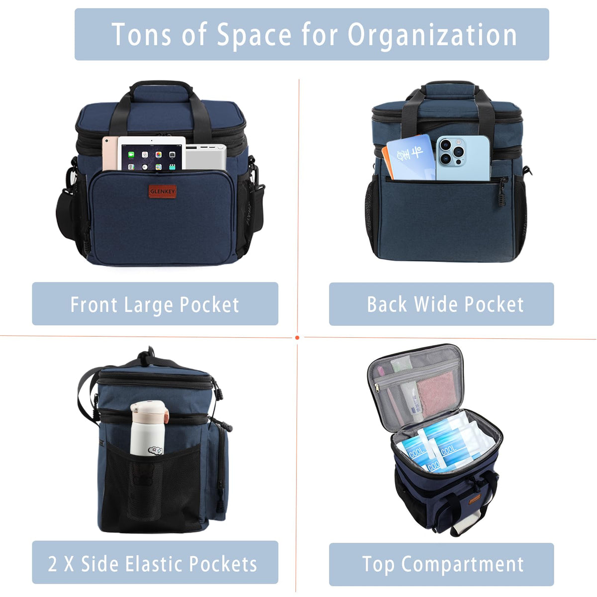 GLENKEY lunch box exterior shows water-resistant fabric for rainy-day protection.