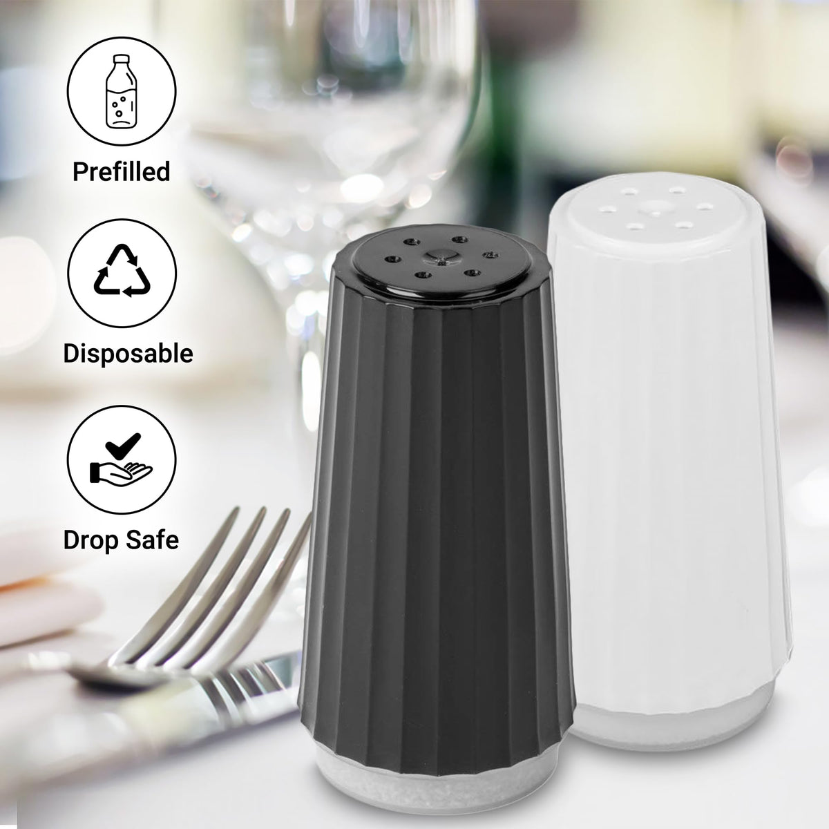 Global Basics six-hole top provides even dispensing for consistent flavoring.