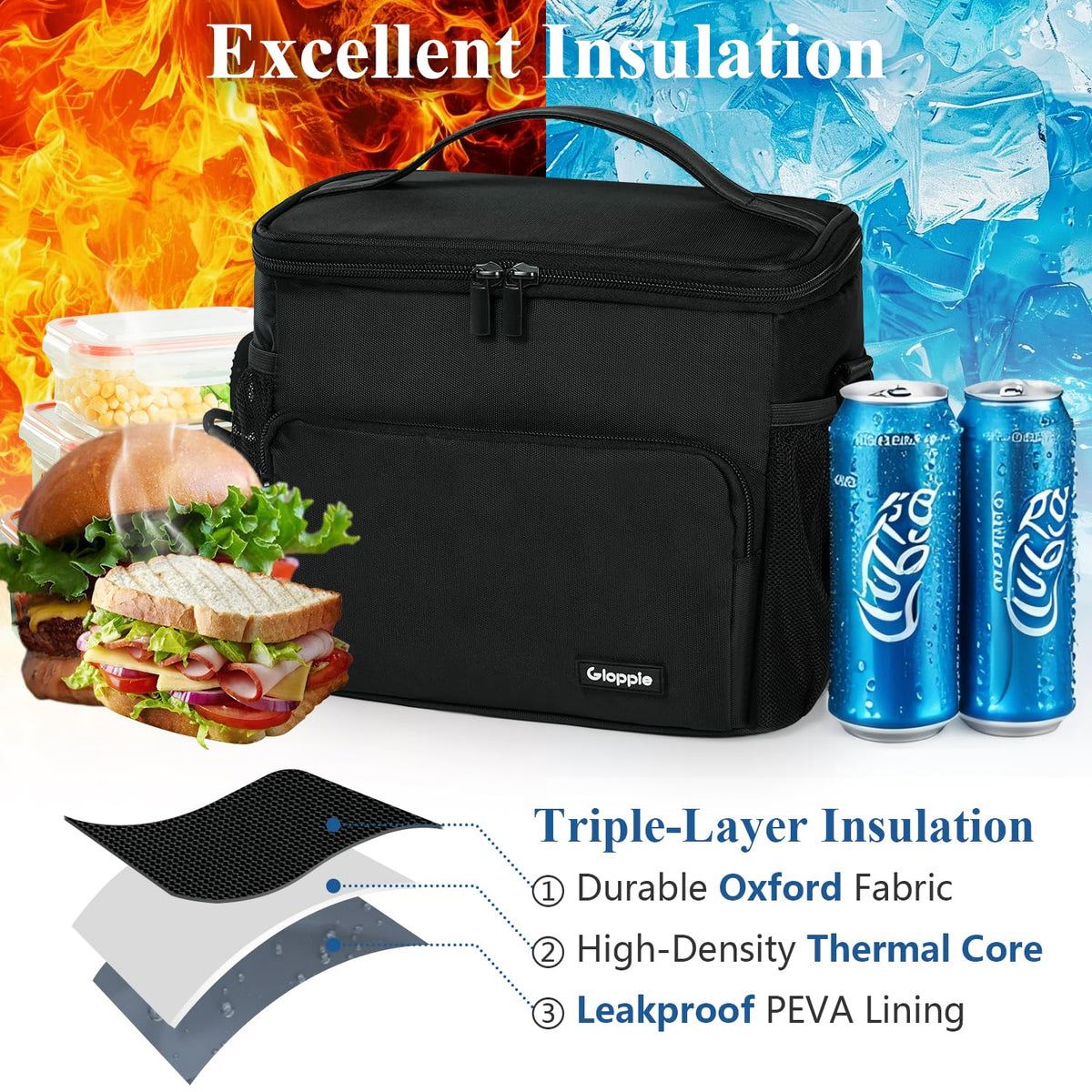 Gloppie Flight Crew Lunch Bag organized compartments for utensils and snacks