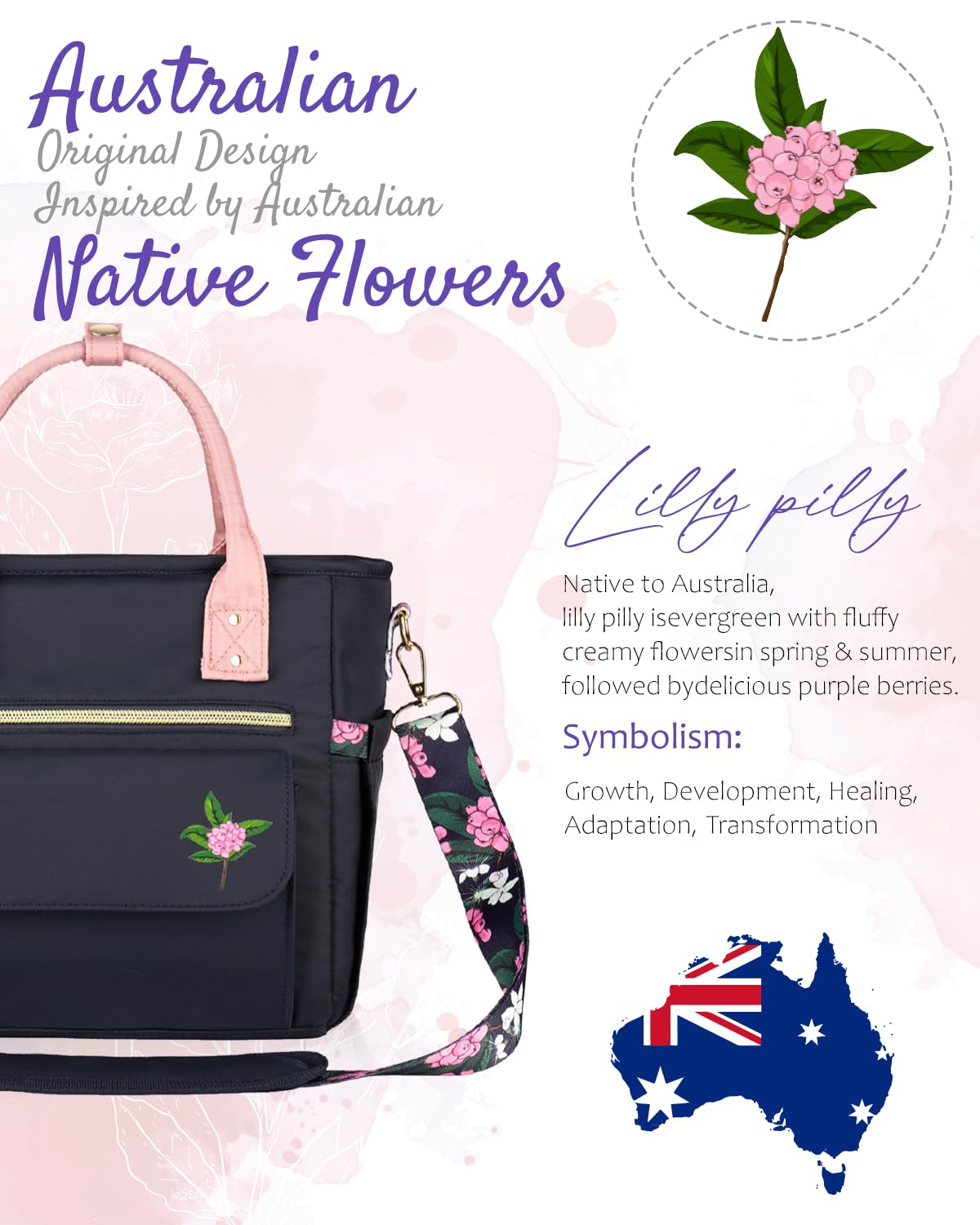 GLORIEROO Australian floral design adds nature-inspired style to your bag