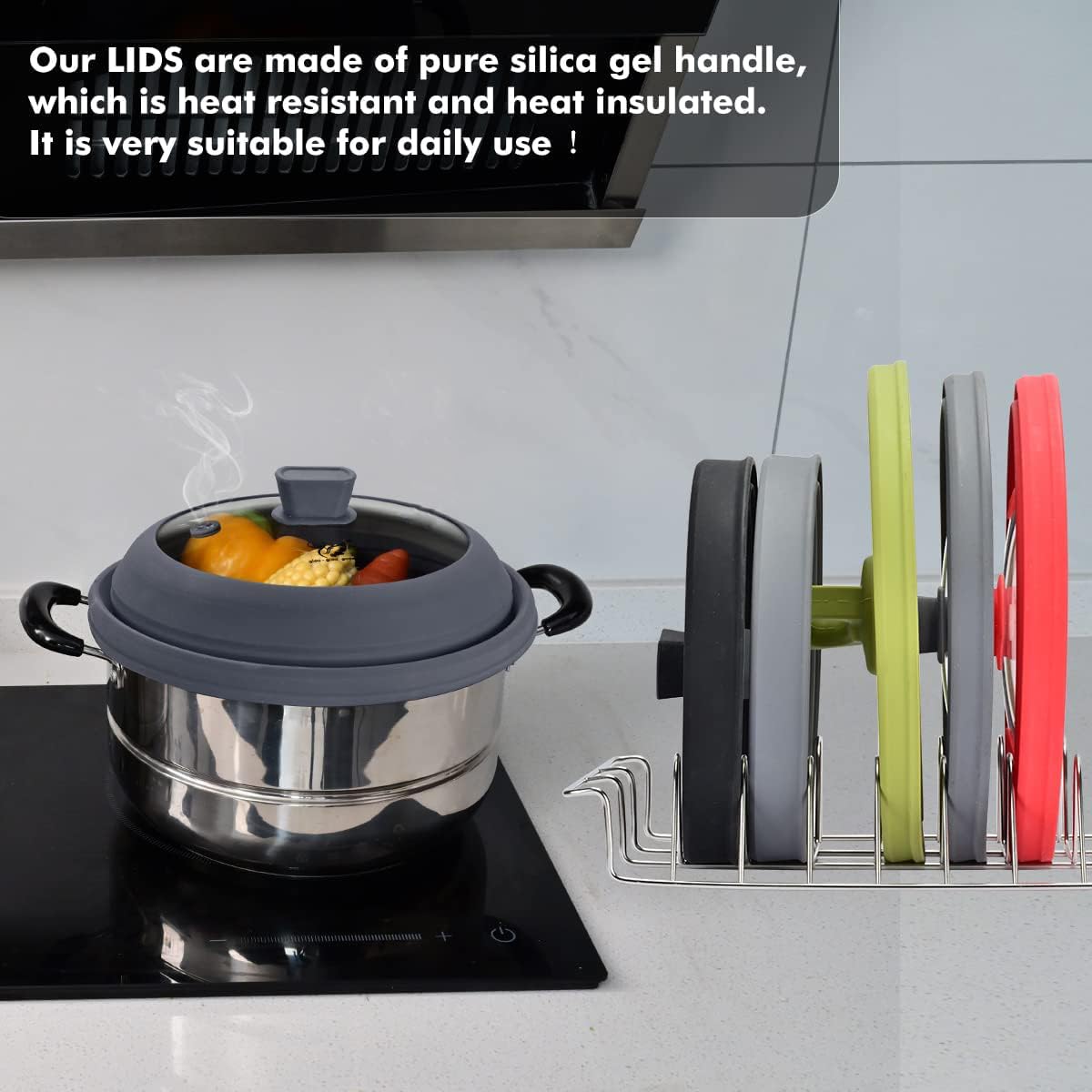 Multi-use lid that works as a pot cover or plate cover