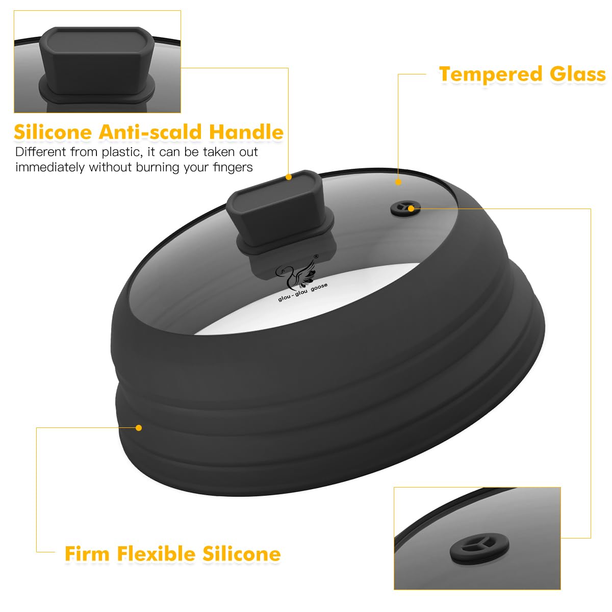 Top ventilation holes release steam to prevent condensation from dripping back