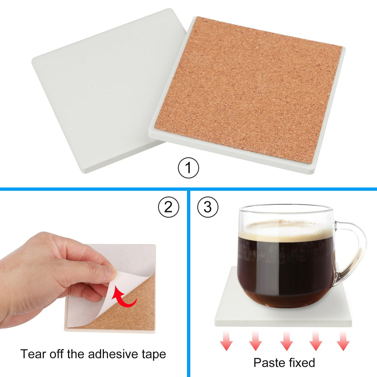 GNIEMCKIN cork-backed coasters protect surfaces while you craft decorative patterns