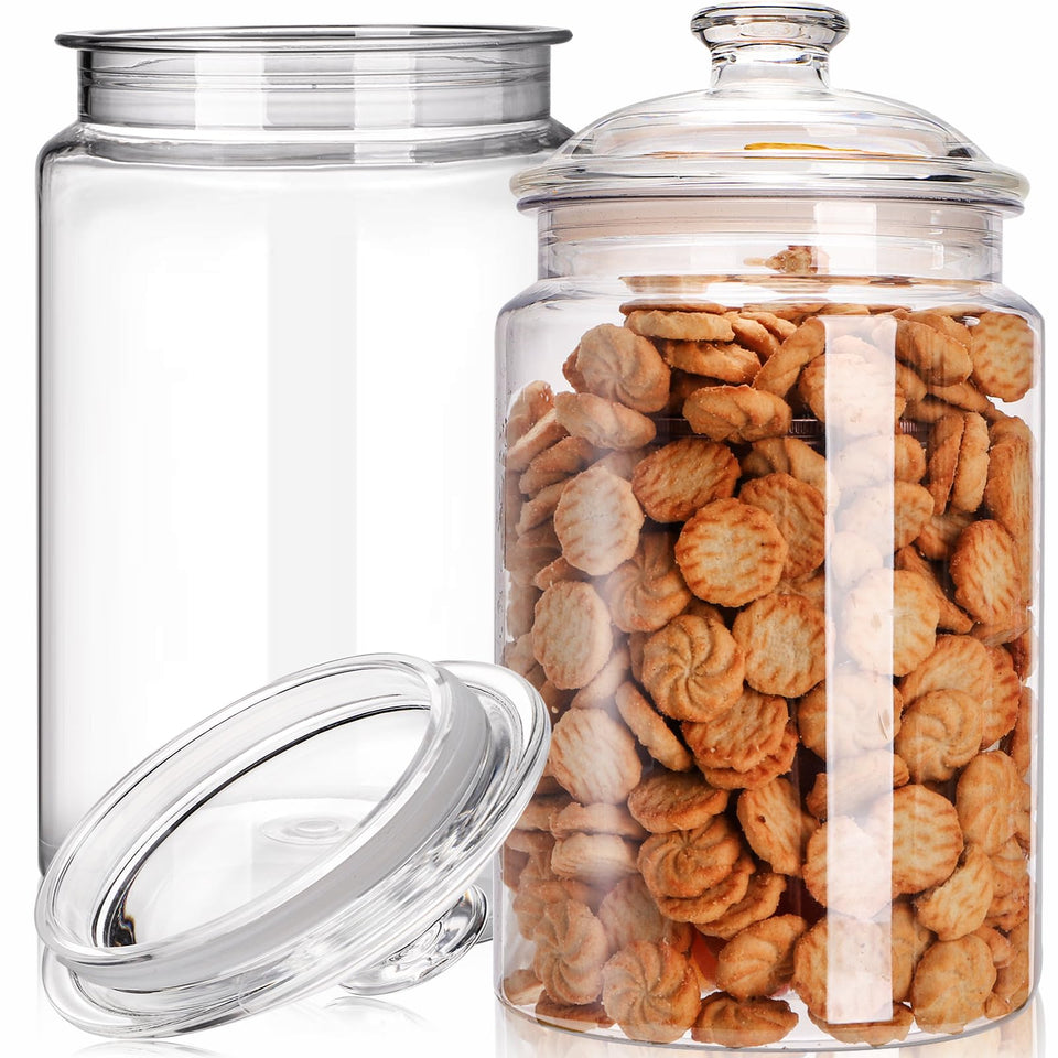 Goaste 2-pack 130oz cookie jars with lids for easy snack organization.