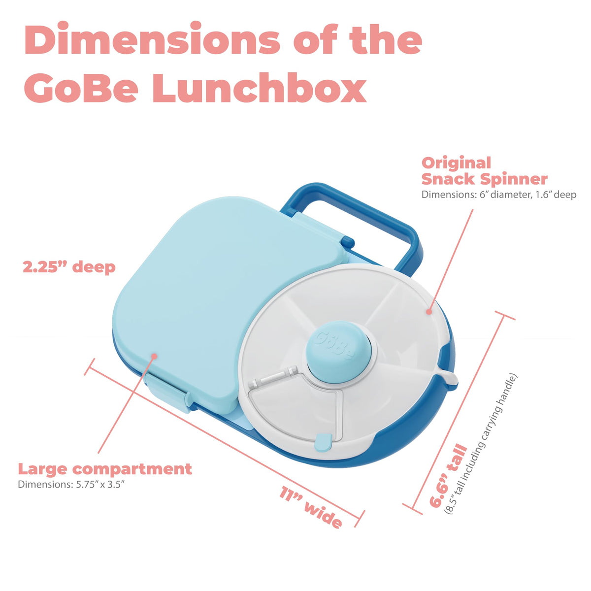 GoBe Bento-style lunchbox fits sandwiches and fruit for on-the-go meals.