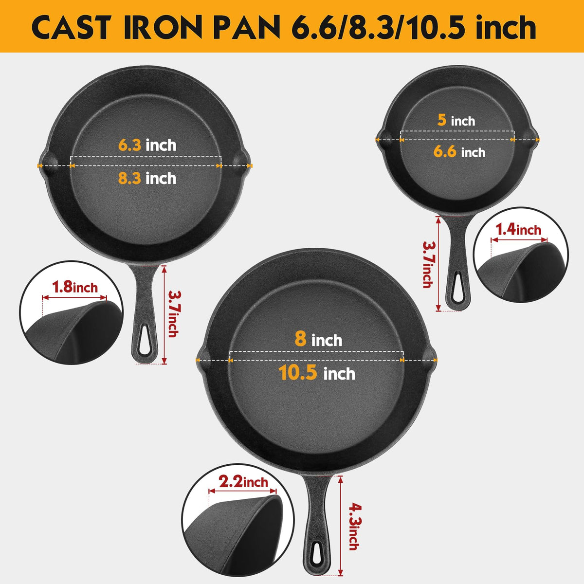 Goeszooin cast iron pan 8-inch versatile size for sauces and sides.