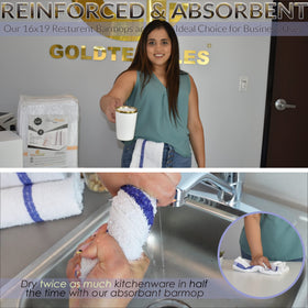 GOLD TEXTILES white bar mop with blue stripe for commercial settings