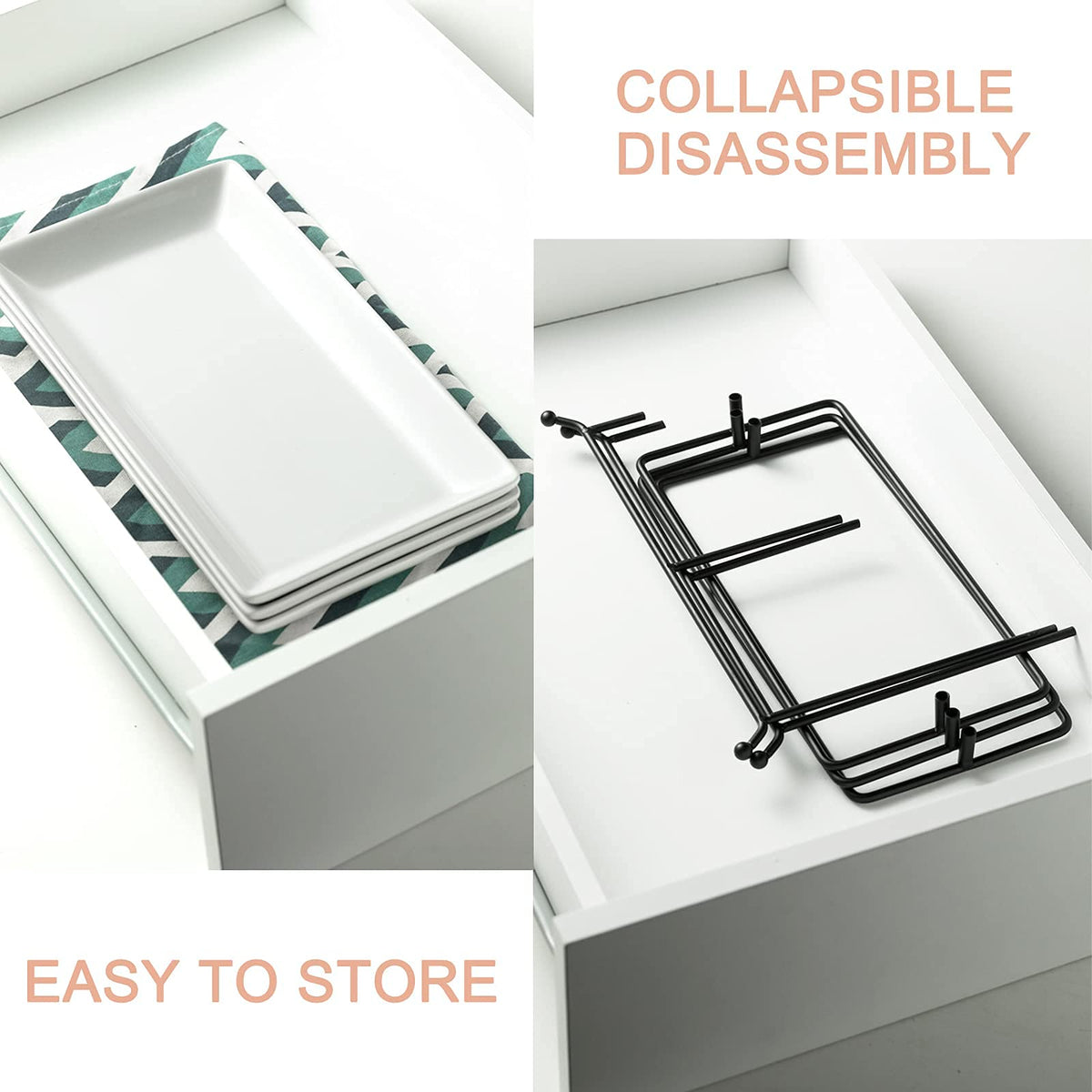 Gomakren stackable porcelain trays saving cabinet space