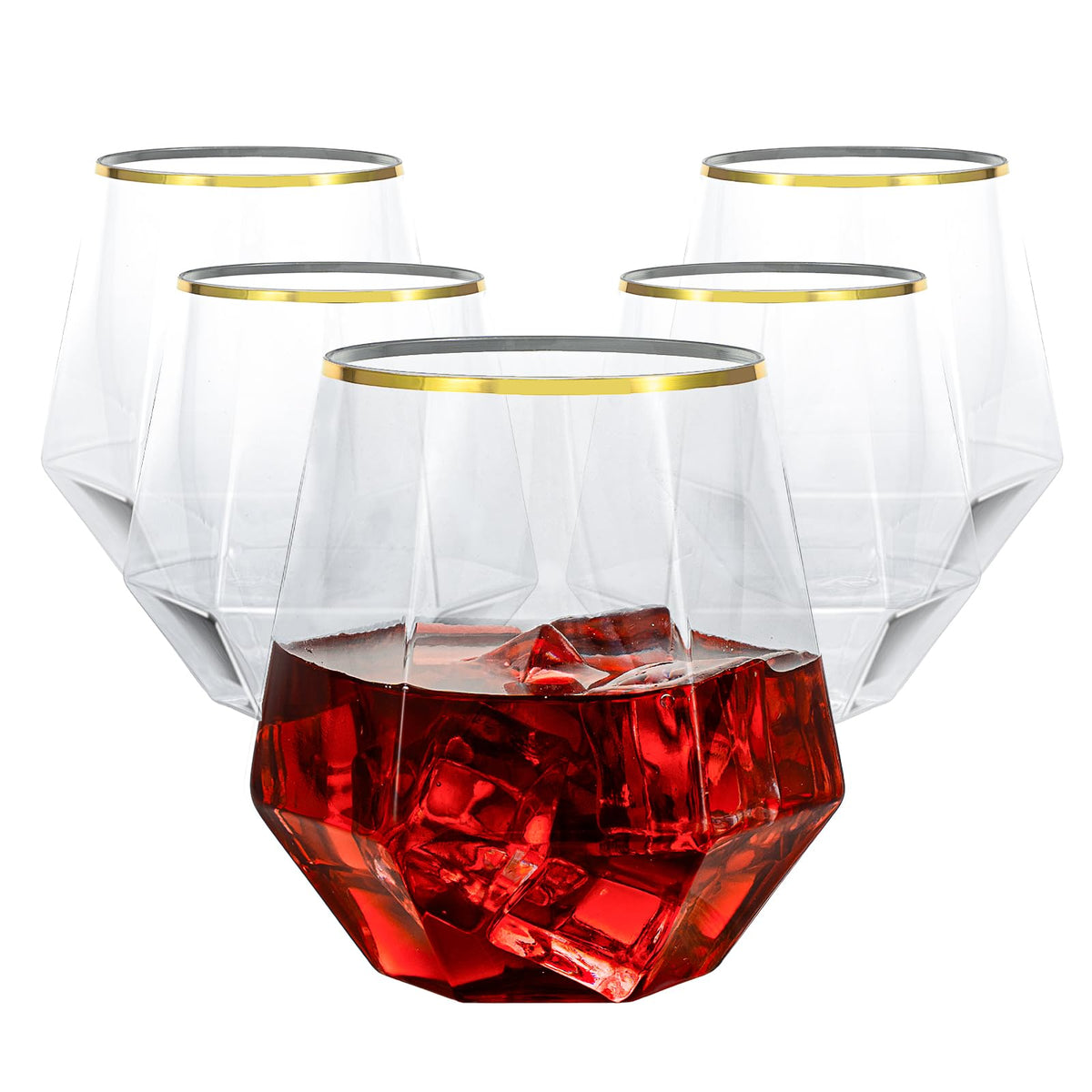 Goodluck diamond stemless wine glass 12oz, clear and elegant, ideal for weddings.