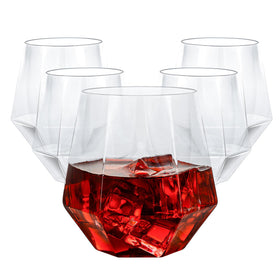 Goodluck diamond stemless wine glasses 12oz clear pack shot for parties