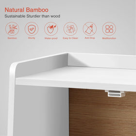 Goozii bamboo bread box top shelf storage for spices or small items.