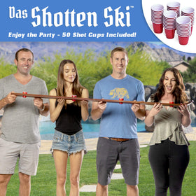 GoPong Das Shotten Ski wall mounts displaying the board when not in use.