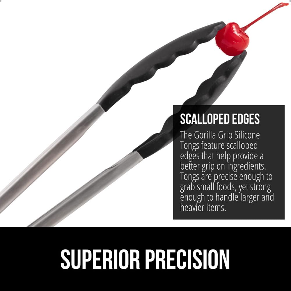 GORILLA GRIP 12-inch tong for high-heat grilling and large cuts.