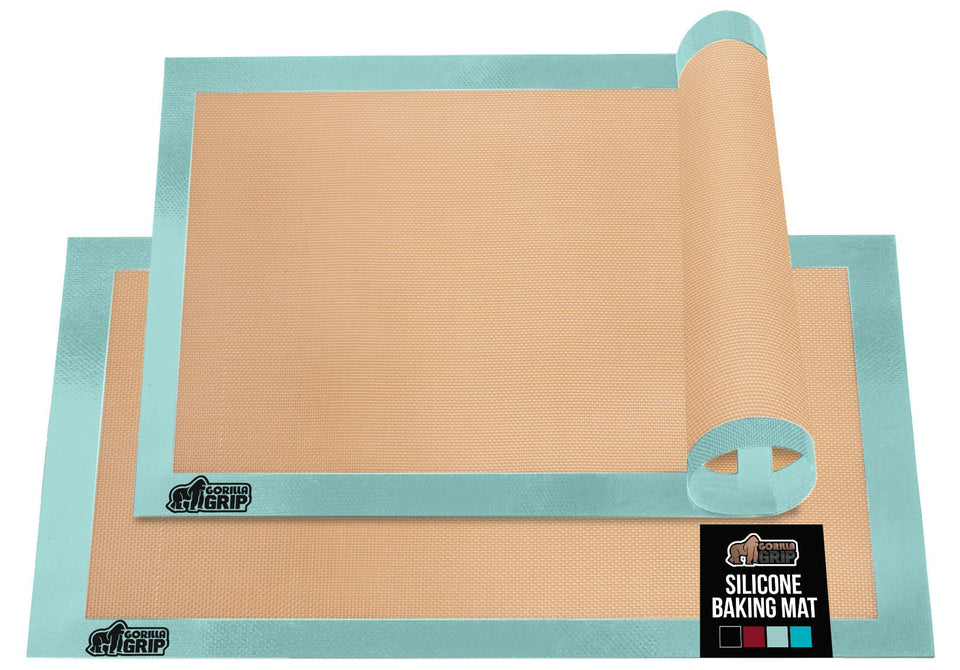 Gorilla Grips baking mat half-sheet 2-pack with nonstick surface for easy release.