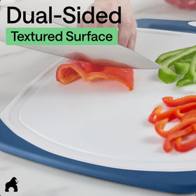 GORILLA GRIP green dishwasher-safe cutting board for quick cleanup.