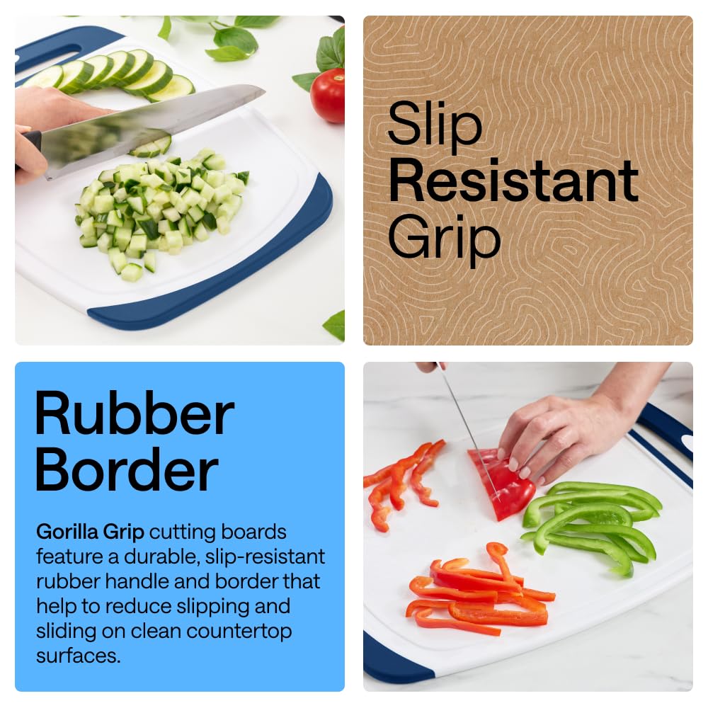 Gorilla Grip grooves to catch juices, reducing countertop mess.